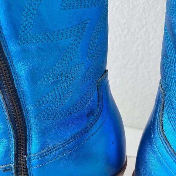 NEW Lane SMOKESHOW Womens Cowboy Boots 10 Blue Metallic Western Cowgirl Mid Calf - Picture 8 of 12